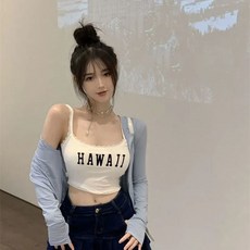 白色蕾絲字母吊帶背心 夏季新款短款上衣