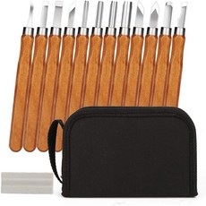 12件套雕刻刀套裝 軟木藝術雕刻工具組 DIY木工雕刻刀專家初學者適用, 木工雕刻刀/12件套+拉鍊包+磨刀石