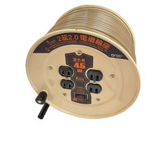 動力電纜輪座 延長線 3蕊 2.0 30米 室外用 過載保護器 100%純銅導線 台灣製, 1個, 2C(2孔),70尺(21米)