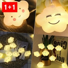 LED전구 눈웃음 미소 구름 인테리어 조명 벽 장식, 1개, SpoR 1.눈웃음구름_2m 10구 2단 배터리케이스