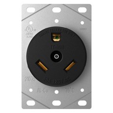 네마 TT30R 30암페어 125볼트 3구 접지 플러시 마운트 전원 RV 트레일러 콘센트 리셉터클 캠퍼 RV 여행용 트레일러 모터홈 어댑터 UL 인증 030666, NEMA TT-30R, 검은색 아울렛