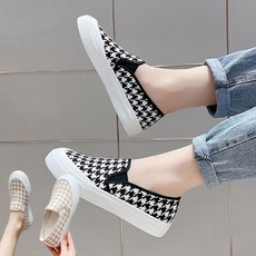 로즈엘리 끈없는 체크 운동화 포인트 키높이 스니커즈 2컬러