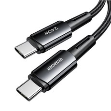 ESSAGER 晨光C-C 240W數據線 1公尺/2公尺 深灰色 Type-C 快充數據線, 1個, 1公尺, 1m
