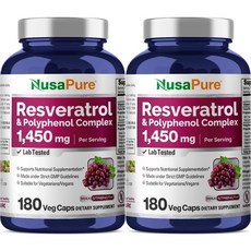 누사퓨어 레스베라트롤 폴리페놀 콤플렉스 1450mg, 2개, 180정, 180정