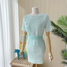 요시아나 [만원의행복] [당일발송] 앤시아 엠보 파스텔톤 니트 투피스 -3컬러