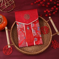 織錦刺繡布藝紅包袋 婚禮結婚 寶寶滿月 新生祝賀 慶典儀式, 1個, 2萬豎版包邊太陽花+福