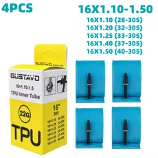 GUSTAVO 자전거 TPU 내부 튜브 16 "305 349 16x1-3/8 1.1 1.25 1.35 1.5 1.75 1.95 2.125 2.4 타이어 카메, 02 45mm, 01 16", 04 305-16X1.1-1.5 4PC