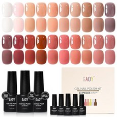GAOY 23피스 젤 네일 폴리쉬 세트 20가지 색상 젤리 키트 시어 핑크 누드 밀키 화이트 투명 쉬머 3피스 소크 오프 베이스 글로시 매트 탑 코트 아트 DIY 매니큐어 가, 20SET-4
