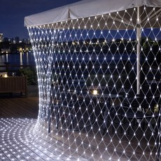 선세이브 그물전구 장식조명 LED 네트전구 커튼조명 트리전구 208구 DC24V, 투명선, 하얀색