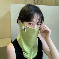 防曬面罩 掛耳式防曬面罩防曬面罩遮臉一體護頸脖子脖套口罩女新款親膚面罩, S標面罩/草綠, 1個
