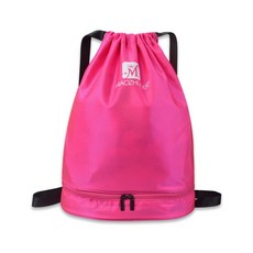 防水沙灘游泳抽繩後背包男乾濕分離泳衣收納束口袋女運動健身揹包游泳包, 玫紅色, 1個
