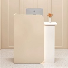 미니 카운터 접수대 옷가게 미용실 프론트 계산대 데스크, 100x45x100cm, 아몬드 옐로우 + 화이트, 1개