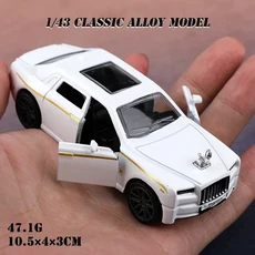 (가방)1:43 롤스로이스 팬텀 합금 모델 자동차 시뮬레이션 차량 어린이 합금 자동차 소년 장난감 모델 자동, 03 Phantom White