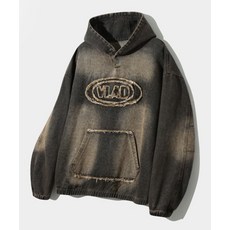 DIMITRI BLACK VLAD 데님 아플리케 후드 티셔츠_더스트 블랙