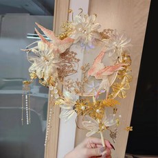 山泮 玉燕投懷 結婚團扇 DIY材料包, 1個, 玉燕投壺粉色材料包+工具, 玉燕投壺粉色, 材料包+工具