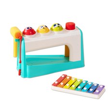 HolaLand 匯樂 彩虹鎚球手敲琴 多功能組合敲敲樂 敲打玩具, 彩色, 1個