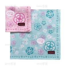 CLATHAS 山茶花圖案 100%純棉 手帕, 1個, C(58x58)