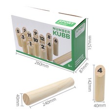 SPORT & play NUMBER KUBB 木製芬蘭撞柱遊戲 實木投擲親子互動玩具 團建競技 適合5歲以上, 1個, 彩盒
