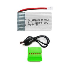 드론배터리 3.7v 250mah 1개 멀티충전기 1개세트 RC비행기, (X4) 250mah1개+6in1충전1개