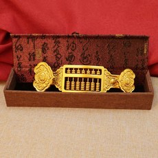 黃銅算盤 實心銅擺件 如意造型 家居裝飾 辦公室工藝品 送禮創意小物 傳統工藝+【合金】如意算盤+支架+禮盒