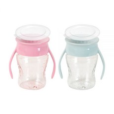 와우컵 어린이집 트라이탄 빨대컵 207ml 흘림방지 자기주도컵 아기컵 2개 등원 세트, NEW 스노우 블루, 스노우 민트