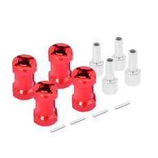 4Pcs SCX10 알루미늄 12mm 육각 휠 허브 드라이브 어댑터 1/10 RC 자동차 크롤러 축 D90 용 확장 결합기, 07 Red 20mm