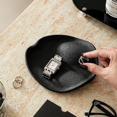 good 風波浪陶瓷收納盤桌面飾品雜物置物盤首飾展示盤擺件拍照道具, 黑色