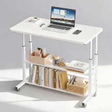 KOTTII 모바일 C 소파 사이드 테이블 침대협탁, 화이트 80 cm