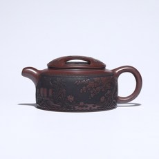 宜興紫砂壺 大牛蓋 手工製作 紅褐色, 1個, 红褐色