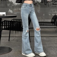 대박난박양 디스트로이드 스판 부츠컷 청바지 여름청바지