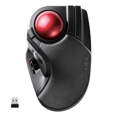 ELECOM 2.4GHz 무선 손가락 작동 대형 트랙볼 마우스 8버튼 기능 부드러운 트래킹 정밀 광학 게이밍 센서 손바닥 거치대 부착 (M-HT1DRBK)