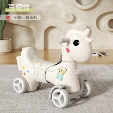 兒童多功能搖搖馬 寶寶二合一溜溜車 腳踏車 可轉向 小搖椅, 新-天馬(豆蔻綠)單滑 (全包坐墊), 1個