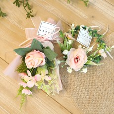 핸드메이드 고급 코랄로즈 꽃다발+리스 세트 납골당 성묘, 코랄로즈 핑크 SET, 1개