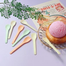 일회용 친환경 PLA 미니 스푼 요거트스푼 디저트 아이스크림 스푼, 50개, PLA 미니스푼 베이지