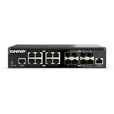 QNAP QSW-M3216R-8S8T 16埠半機架式L2網管型交換器 (10GbE SFP 光纖埠*8 10GbE RJ45網路埠*8), 1個
