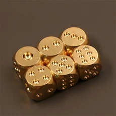 6개 15mm 순황동 금속 주사위 - 손으로 광택 처리한 6면체 게임 스트레스 해소 가족 장난감, 01 6pcs