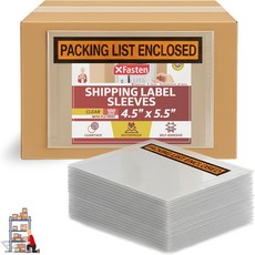 엑스패스텐 포장 명세서 주머니 4.5인치 x 5.5인치 100개 묶음 투명 밀봉 봉투 강화 접착제 방수 배송 라벨 커버 2밀 높은 바코드 가시성, 100-Pack
