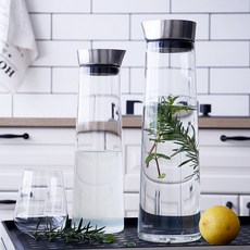 冷水壺涼水壺玻璃壺不鏽鋼蓋禮品壺大容量玻璃茶具水瓶冷泡, 1個, 透明:009小款1000ml, 1L