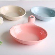 디저트 과일간식 반찬용 손잡이 앞접시 5개 바캉스 여행용 야외테라스 나들이용 팬션, 그레이