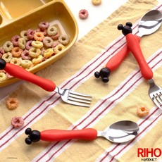 韓國大創 Daiso 米奇造型立體點心餐具湯匙叉子不銹鋼餐具15cm甜點湯叉, 1個