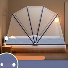 누룽까미 모기덮장 여름 모기장 1인용모기장, 1.5m 침대-135x190cm, 포그 블루 방충-95cm
