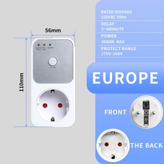 YI NG 냉장고 전압 보호기 소켓 냉동고 가전 제품용 서지 보호, Euro n plug