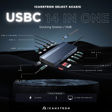 ACASIS USB-C Hub 14合1 4K60hz HDMI/DP 擴展塢, 1個, DS-0203, 灰