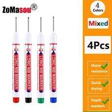 하이라이터 1-100Pcs 2cm 방수 긴 머리 마커 금속 목수에 대 한 깊은 구멍 펜 레드/블랙/블루/녹색 잉크 목공 도구, [37] 20mm Mix 4pcs