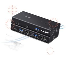 UGREEN HDMI 선택기 셀렉터 KVM 스위치 1모니터 2컴퓨터 4K 60Hz 4 USB 3.0 포트 JG