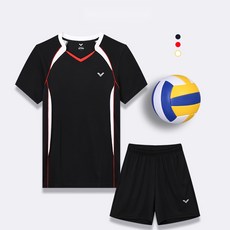 DURI 배구 유니폼 배구복 동호회 여자 트레이닝 체육대회 남성 여성 반팔 스포츠 단체복, 블랙  여성용