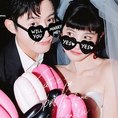 파티아일랜드 윌유메리미 하트 파티 안경 2종 세트 셀프 부착 웨딩촬영 프로포즈 촬영 인생네컷, 1세트, 블랙