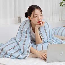 드리울 코지 냉감 이불베개세트, 포그블루