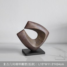 意式人物雕塑桌面擺件, 低款復古幾何綢帶雕塑