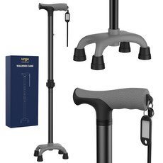 초경량 알루미늄 높이 조절 가능 노인을 위한 미끄럼 방지 지팡이, 1개, 회색